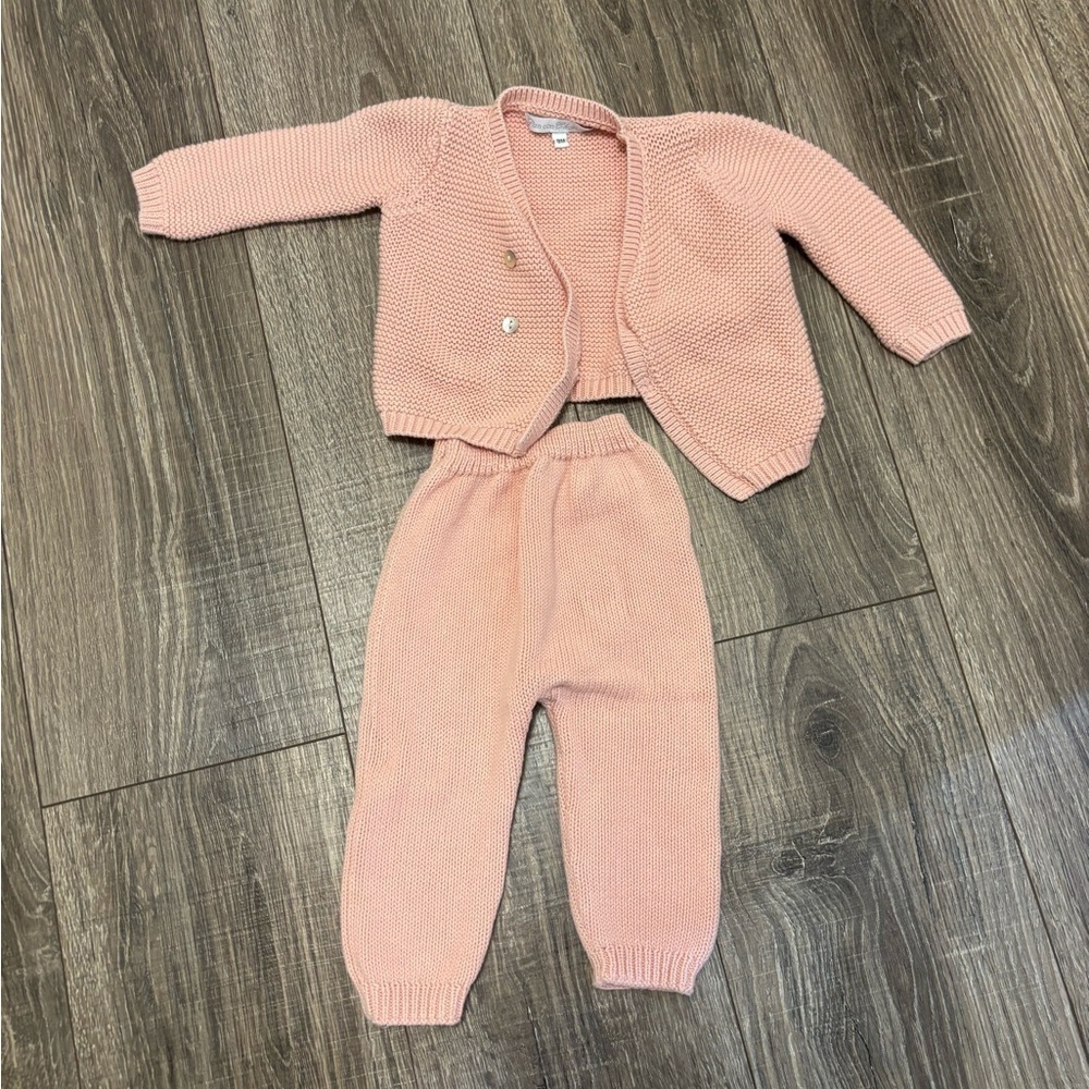 Pan Con Chocolate Baby Girl Sweater Set Pink Size 9 Months